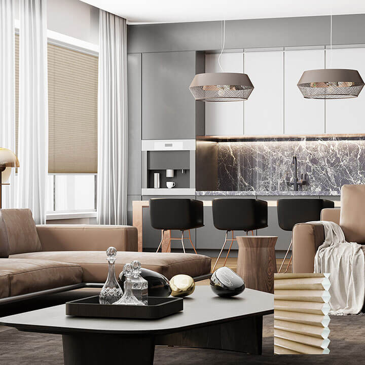 Odense 標準型單循環半透光蜂巢簾繭綢 (Pongee)