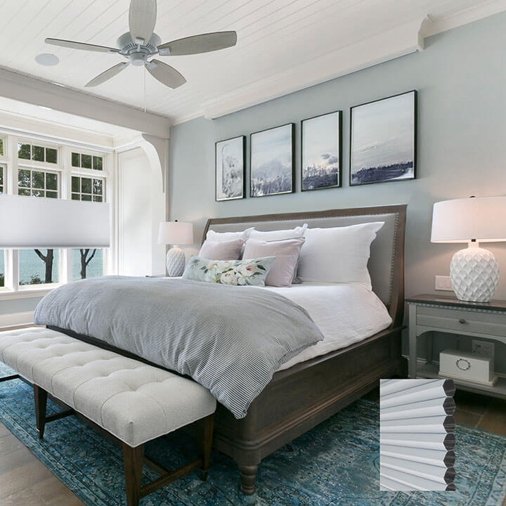 Odense 電動雙循環上下開合遮光蜂巢簾米白 (Off White)