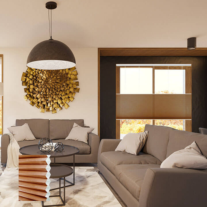 Odense 電動雙循環上下開合半透光蜂巢簾紅陶 (Terra Cotta)