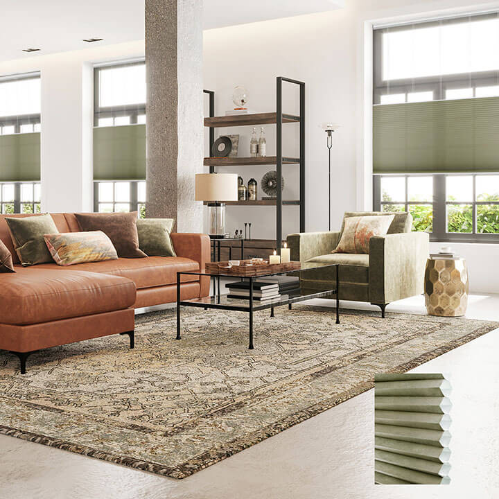 Odense 手提上下開合半透光蜂巢簾草綠 (Avocado)