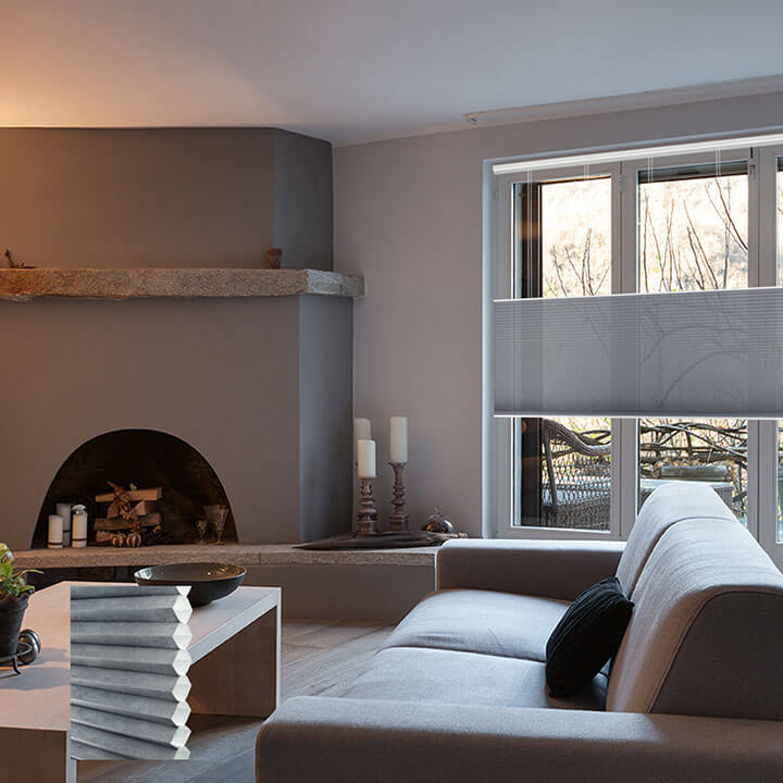 Odense 電動雙循環上下開合半透光蜂巢簾灰藍 (Royal Gray)