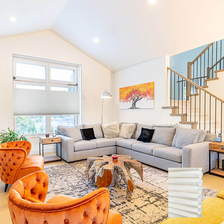 Odense 手提上下開合半透光蜂巢簾淺粉 (White Dove)