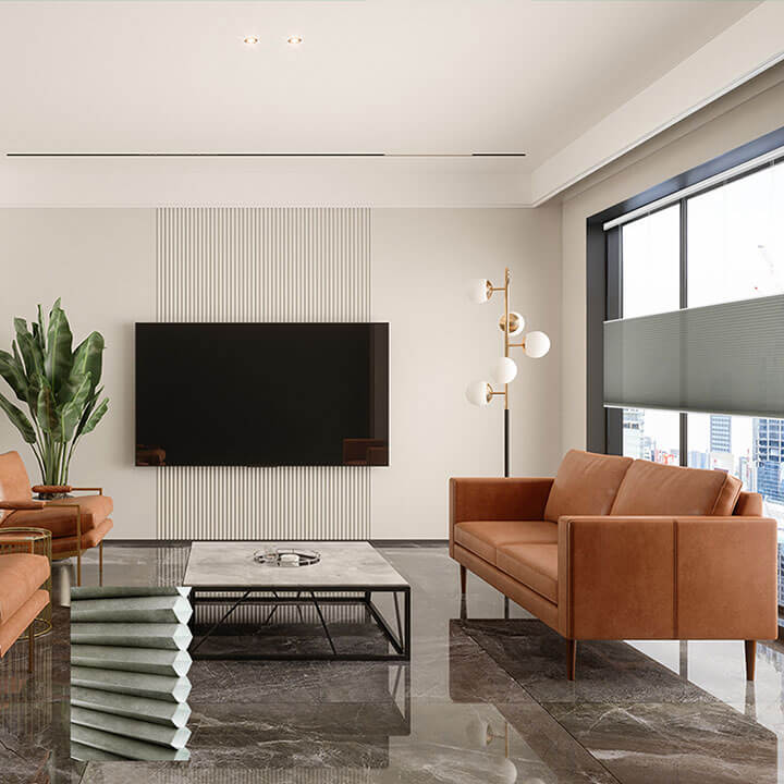 Odense 手提上下開合半透光蜂巢簾灰褐 (Antique Pewter)