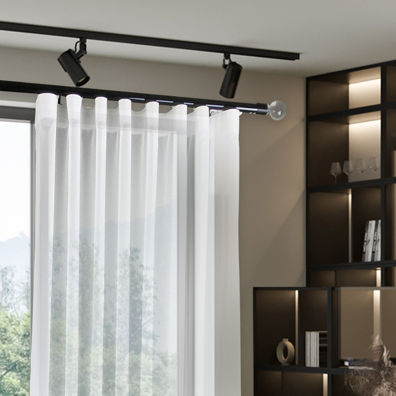 Oslo MT35 都會奢華系列電動窗簾軌道 單層 黑色