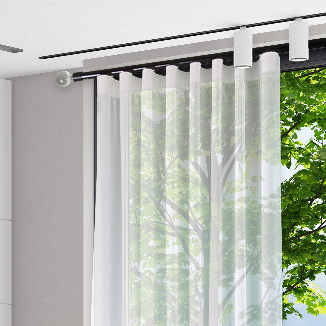 Oslo MT35 都會奢華系列電動窗簾軌道 雙層 黑色