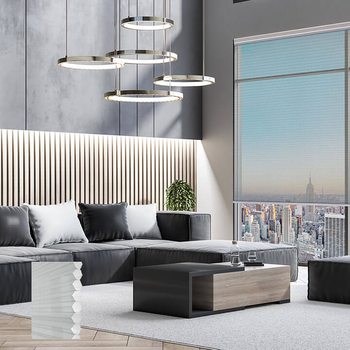 Randers 電動標準型紗蜂巢簾亮灰 (Gray Sheen)