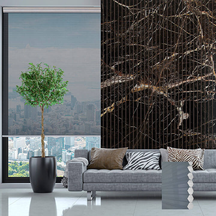 Randers 電動標準型紗蜂巢簾灰藍 (Royal Gray)