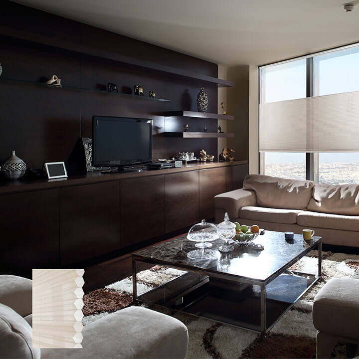 Randers 電動雙循環上下開合紗蜂巢簾雪花石膏 (Alabaster)