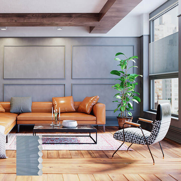 Randers 雙循環上下開合紗蜂巢簾天藍 (Federal Blue)