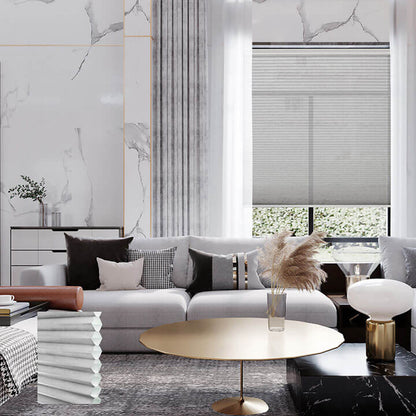 Odense 電動標準型半透光蜂巢簾亮灰 (Gray Sheen)
