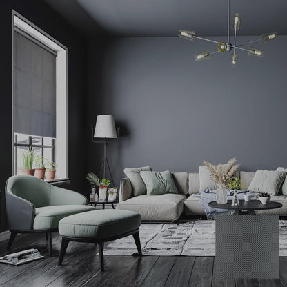 Viborg 手動格紋陽光面料捲簾深灰色 (Dark Gray)