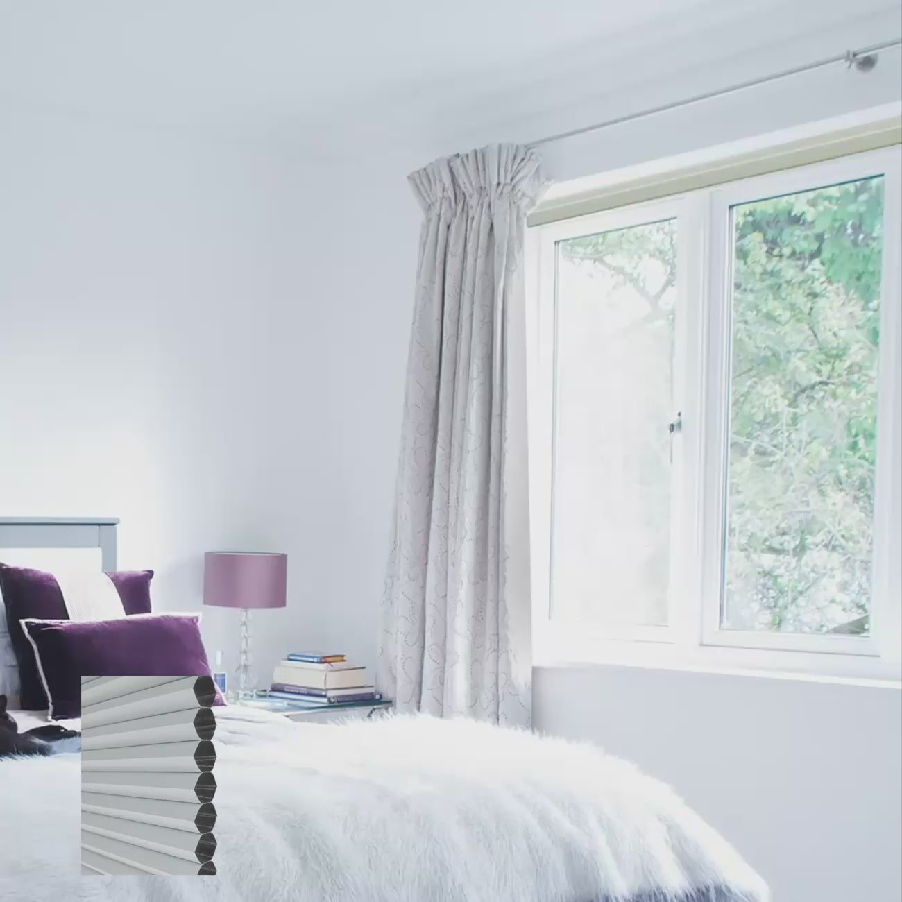 Odense 電動標準型遮光蜂巢簾米白 (Off White)